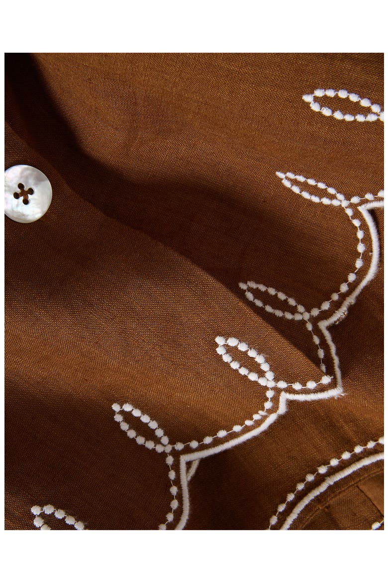 Kessan Embroidered Crop Linen Top, Alternate, color, DEEP OCHRE
