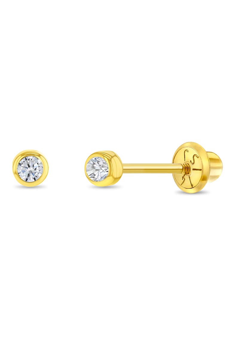14k Bezel Set Diamond Earrings, Main, color, Gold