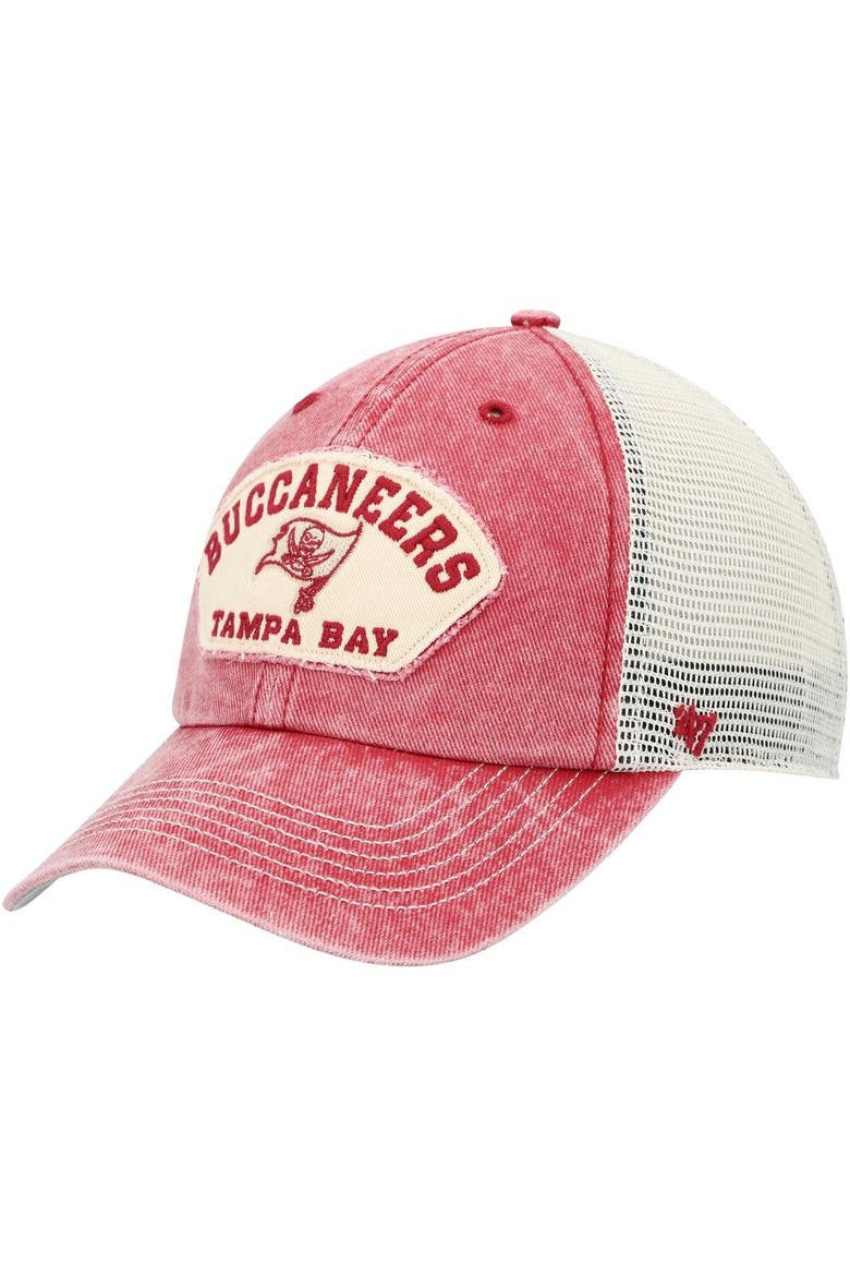 Men's '47 Red/White Tampa Bay Buccaneers Denali Trucker Clean Up Snapback Hat, Main, color, Red