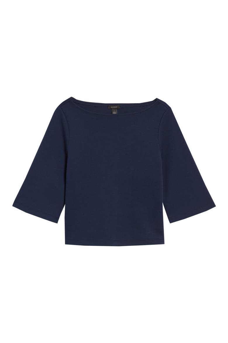 Cotton Blend Boat Neck Top, Alternate, color, NAVY PEACOAT