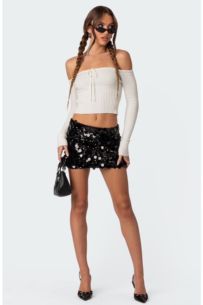 Sabina Low Rise Sequin Miniskirt, Alternate, color, BLACK