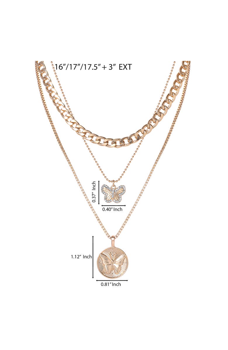 Jessica Simpson 3-Piece Butterfly Necklace, Alternate, color, Gold