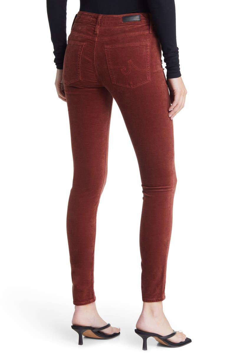 AG The Farrah High Waist Velvet Jeans, Alternate, color, Dark Sangria