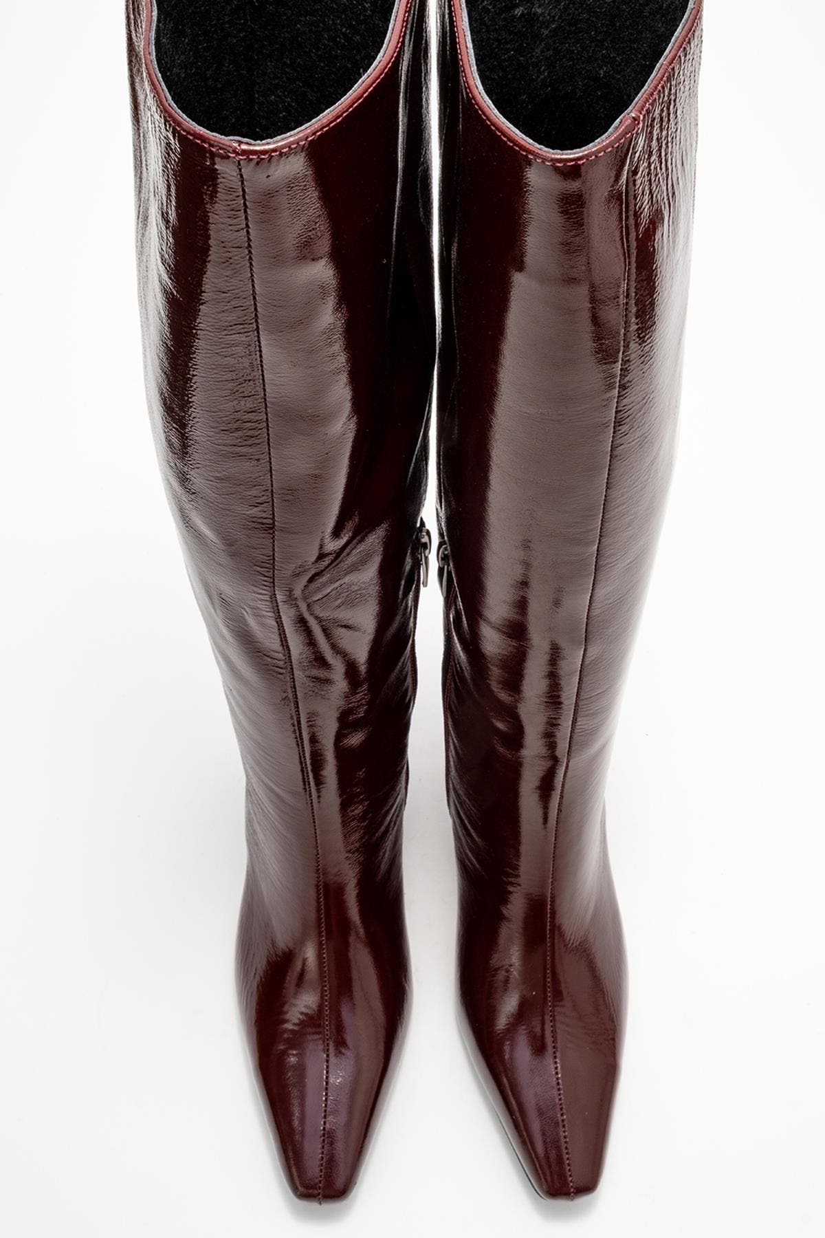 Velencia Leather Knee High Boot, Alternate, color, Burgundy Patent Faux Leather