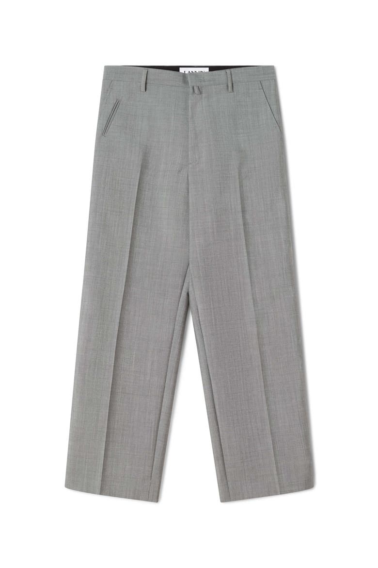 Straight-Leg Mohair Wool Pants, Alternate, color, Gray