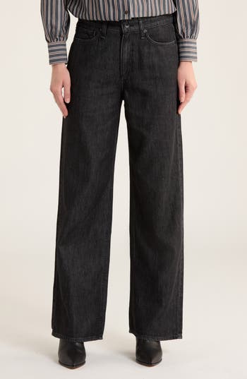 Rag & Bone Lori Mid Rise Wide Leg Jeans In Black