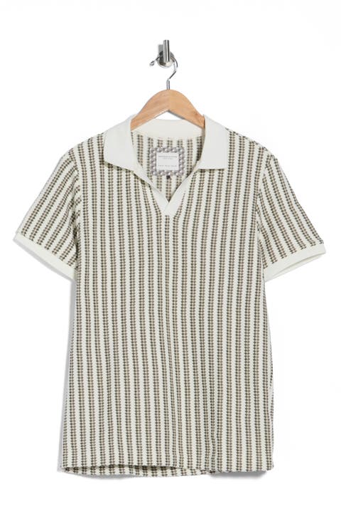 Geo Stripe Cotton Blend Polo
