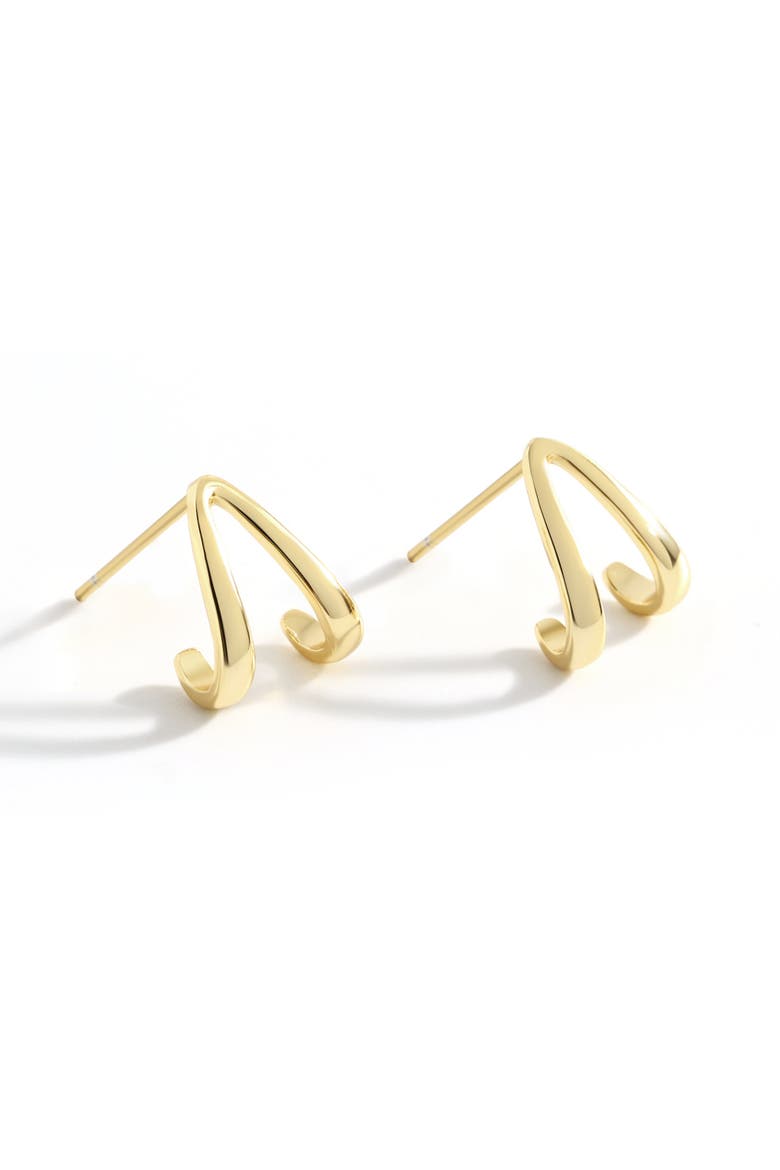 Gold Wishbone Huggie Earrings, Alternate, color, 18k Gold Over Sterling Silver