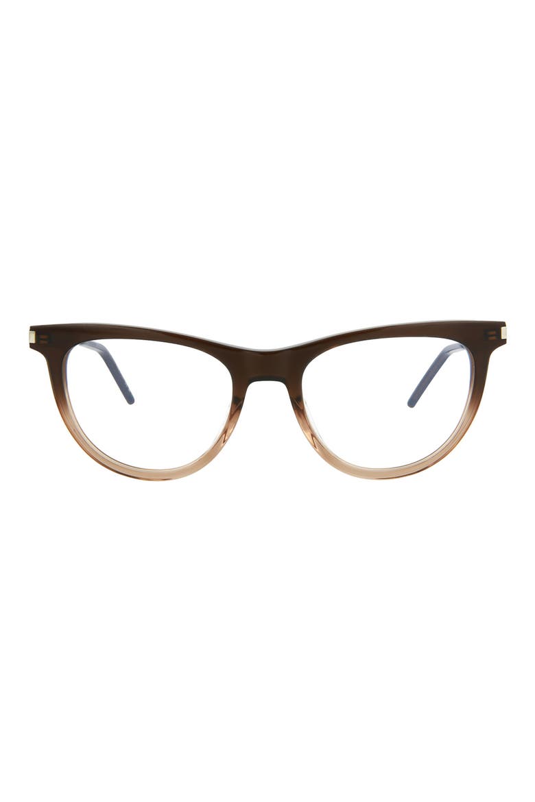 Fashion 52mm Cat Eye Optical Glasses, Main, color, BROWN GOLD TRANSPARENT