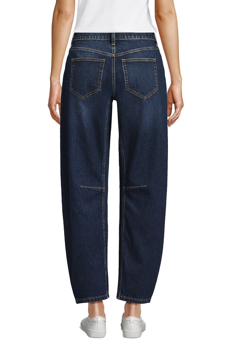 Soft Denim Relaxed Barrel Leg Ankle Jeans, Alternate, color, Dark Indigo Blue Wash