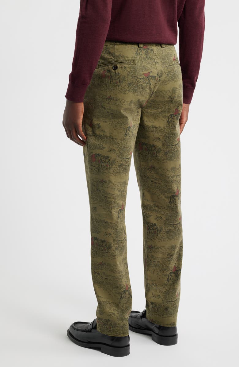 Brooks Brothers Heritage Print Flat Front Stretch Cotton Chinos, Alternate, color, Olive