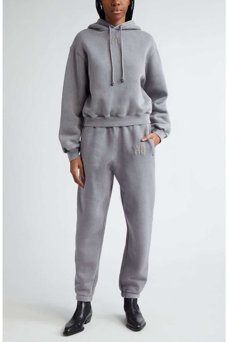 Puff Logo Structured Terry Sweatpants, Alternate, color, ACID FOG