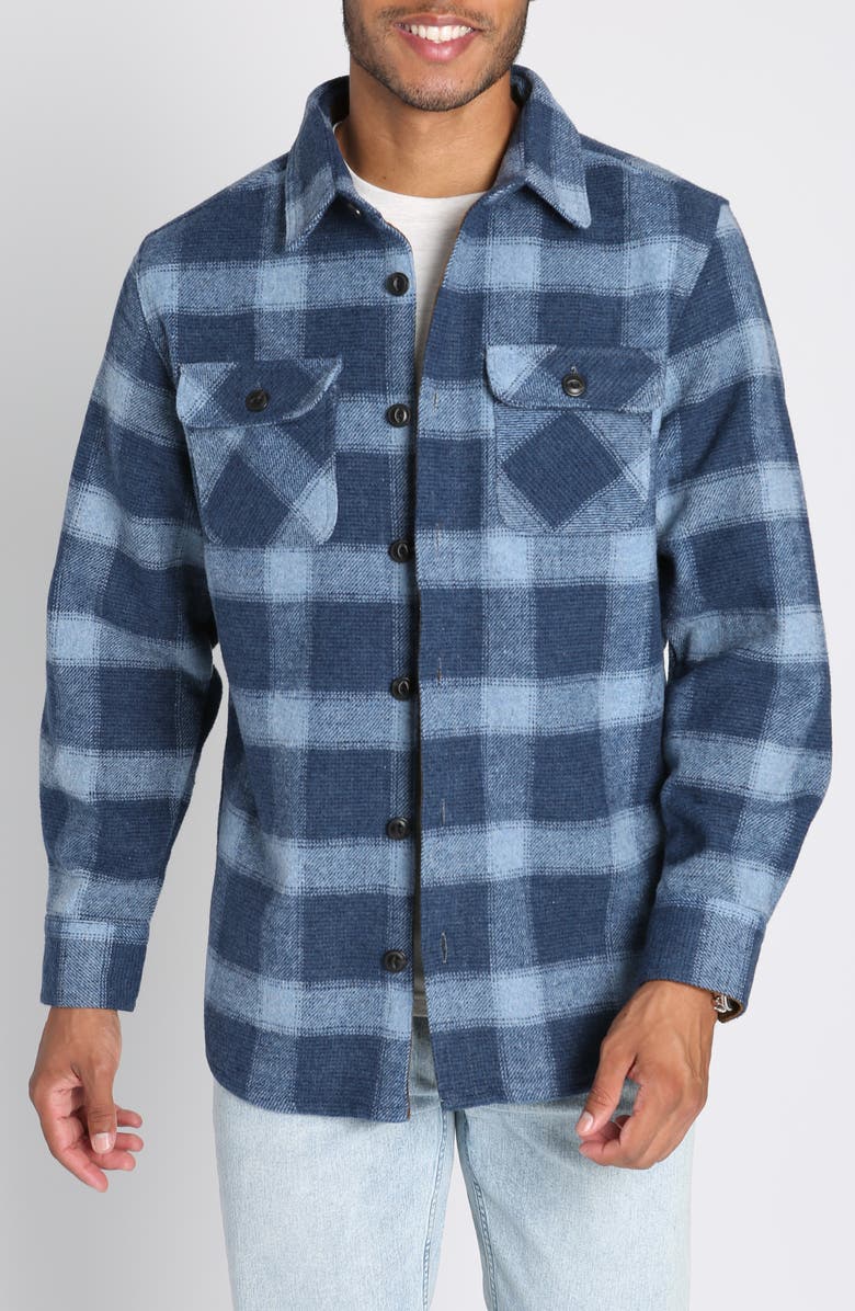 JACHS Plaid Faux Shearling Lined Shirt Jacket, Main, color, 