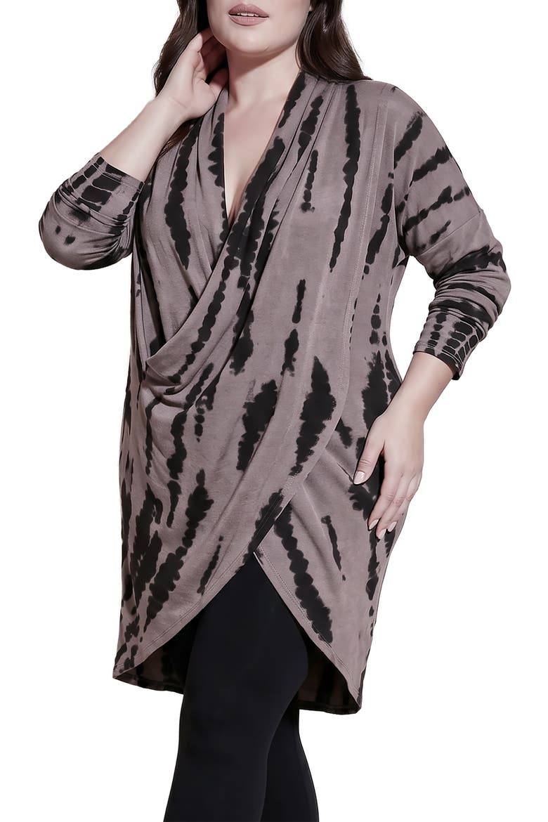 Crisscross Tie Dye Knit Top, Alternate, color, TAUPE