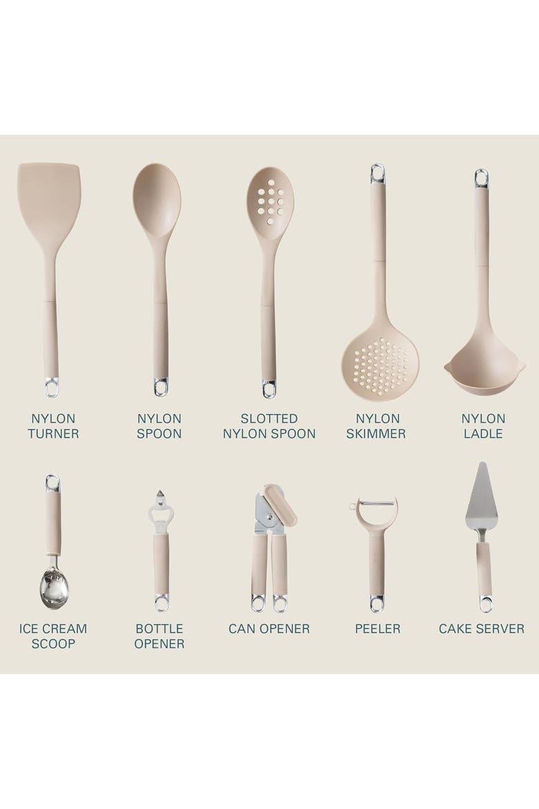 20 Piece Nylon Kitchen Gadget & Tool Set in Taupe, Alternate, color, Brown