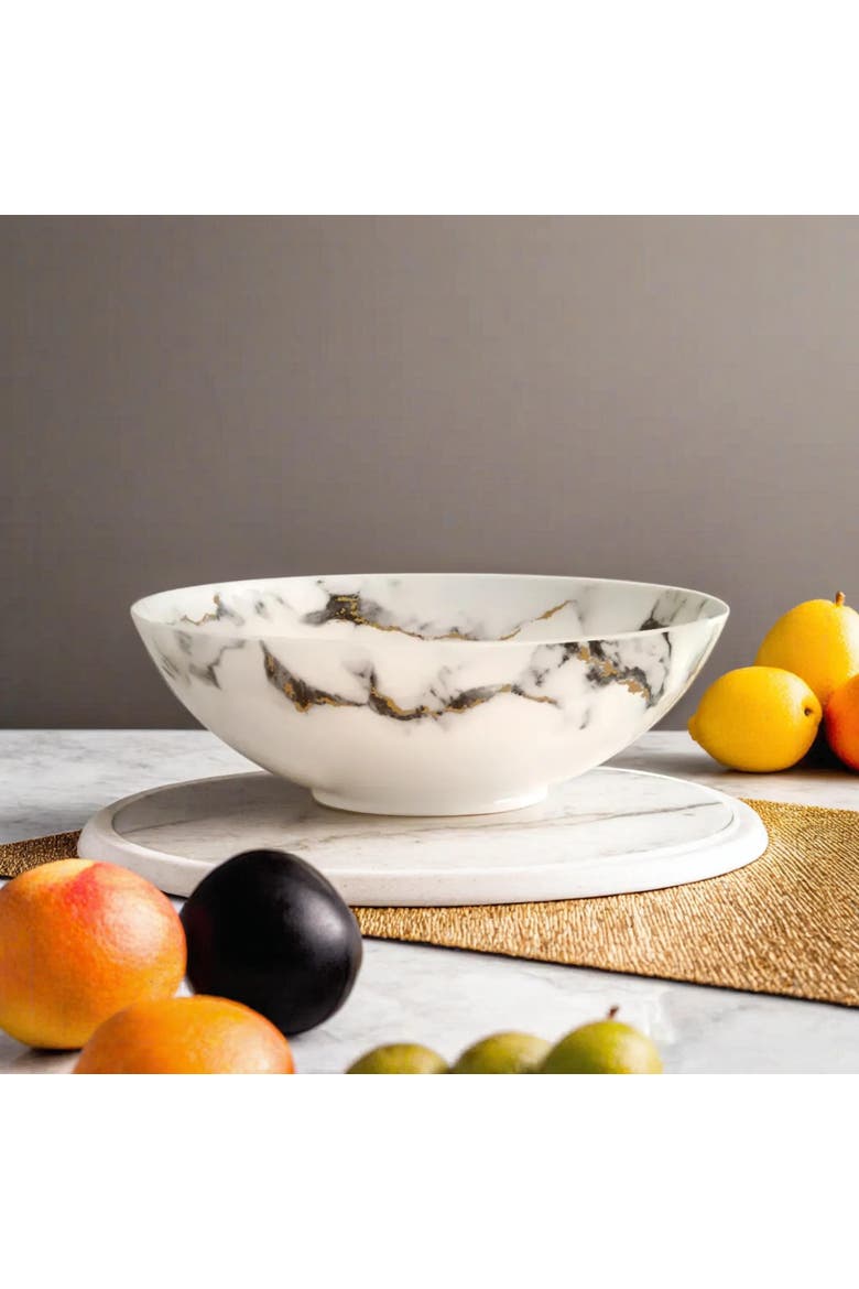Marble Venice Fog Serving Bowl, Alternate, color, White