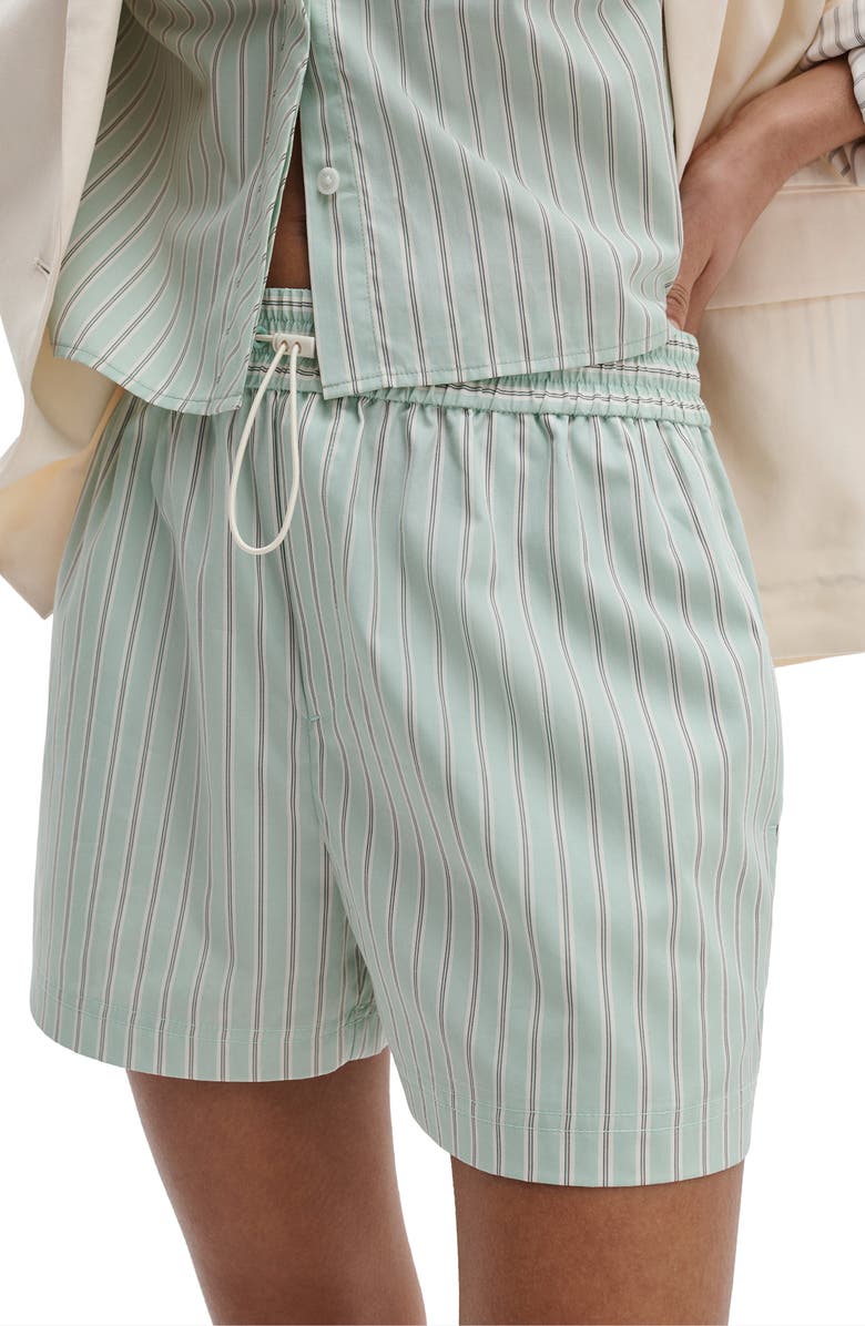rag & bone Marvin Stripe Cotton Drawstring Shorts, Alternate, color, Green Stripe
