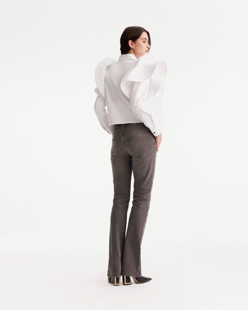 Theo The Label Thallo Ruffle Shoulder Shirt In Ivory