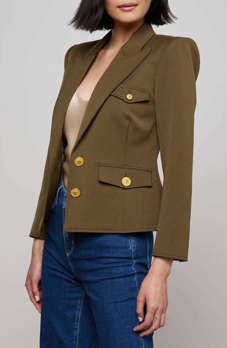 L
AGENCE Wylla Structured Blazer, Alternate, color, Pine/ Multi Western Snake