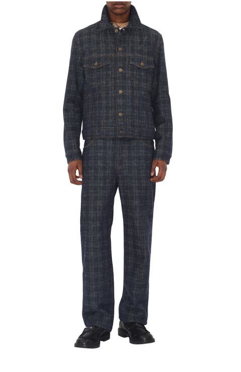 Loose Check Denim Jeans