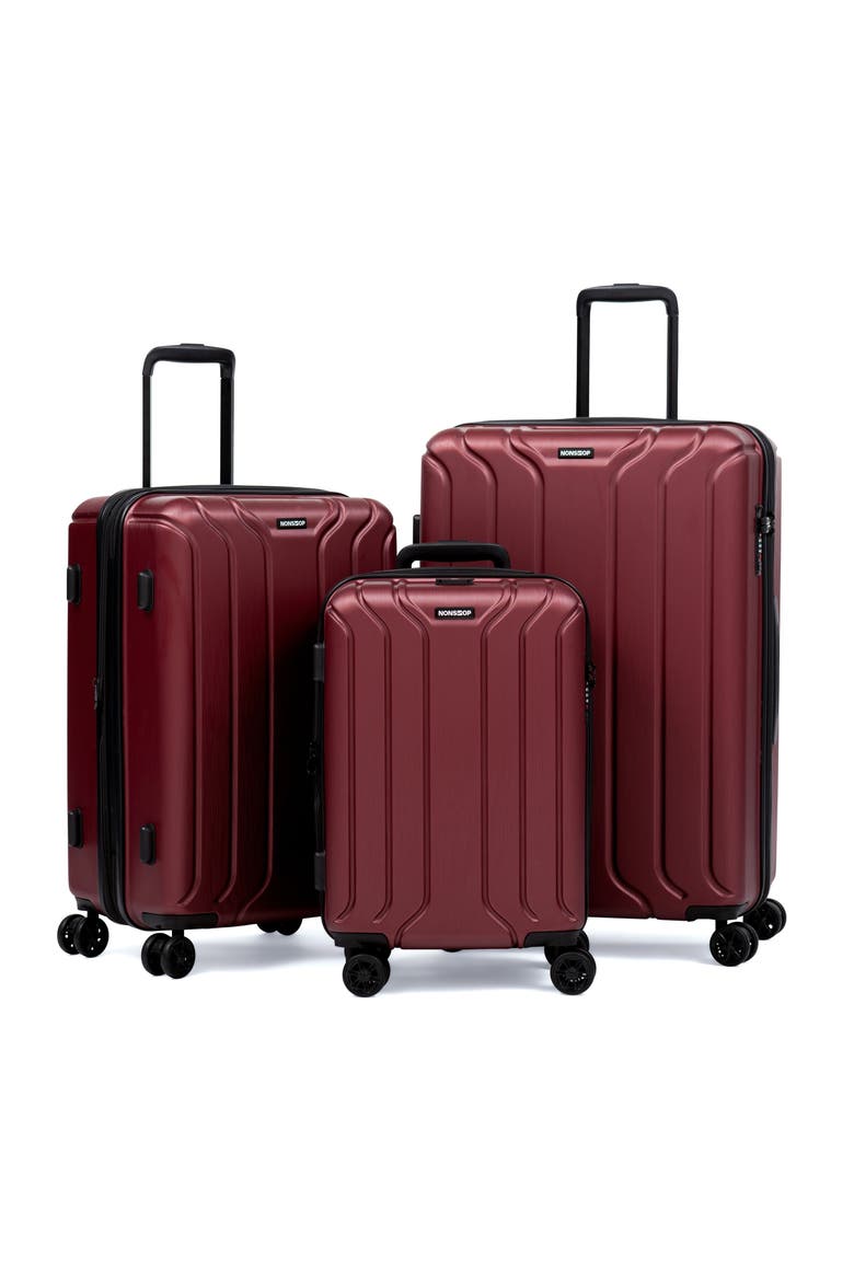 New York 3 Piece Set (20"/24"/ 28") 4 Wheel Luggage Set + 3 Packing Cubes, Alternate, color, Burgundy