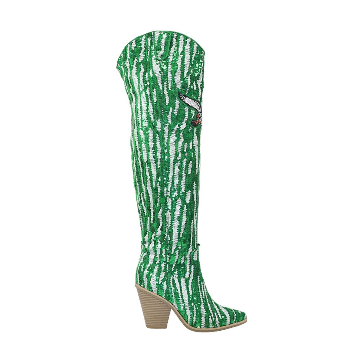 Philadelphia Eagles Over-the-Knee Two-Tone Sequin Boots, Alternate, color, Kelly Green