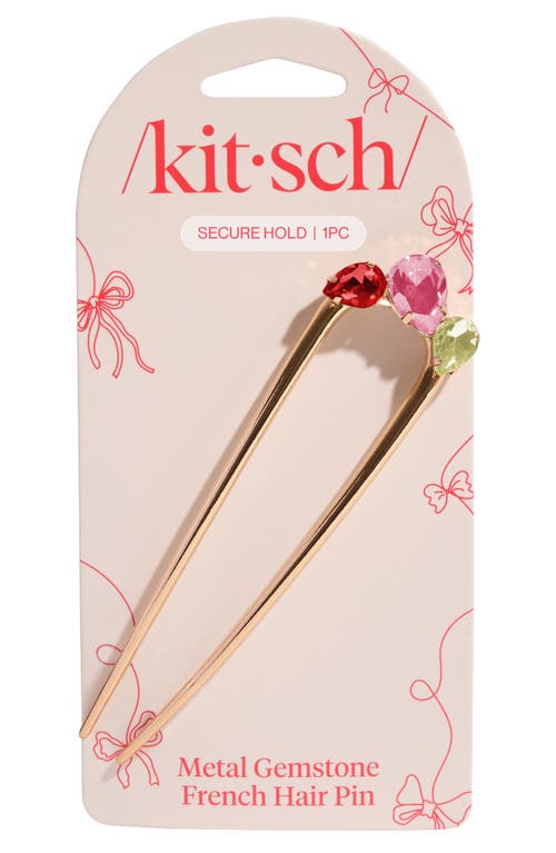 Kitsch Rhinestone French Hair Pin In Gold