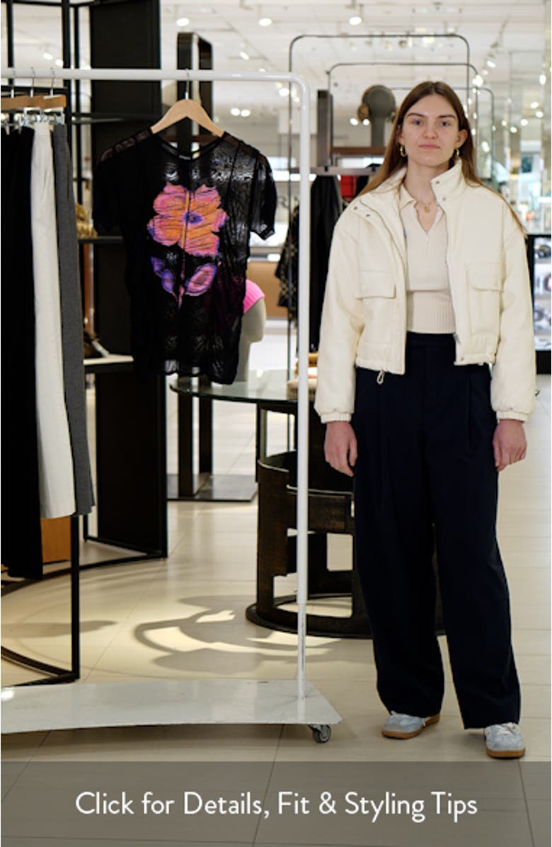 Floral Semi Sheer Tulle Crop T-Shirt, sales video thumbnail