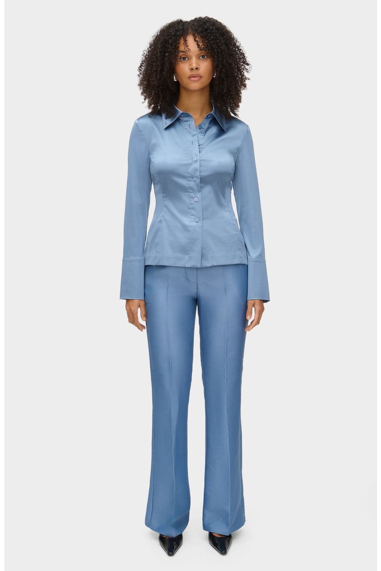 Figaro Satin Pants, Alternate, color, STEEL BLUE