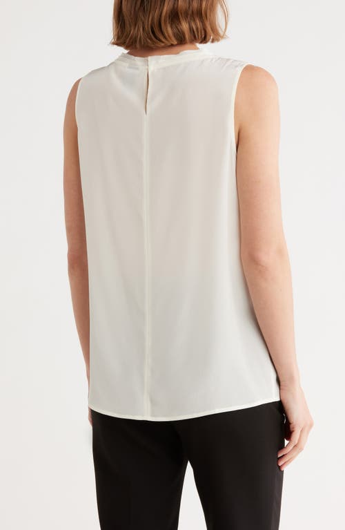 Hugo Boss Pleat-front Sleeveless Blouse In Washed Silk In White