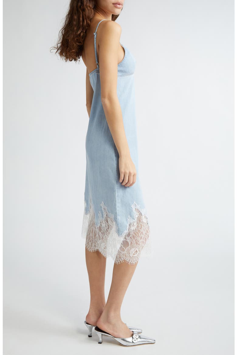 De-Rude-S Denim & Lace Midi Dress, Alternate, color, DENIM
