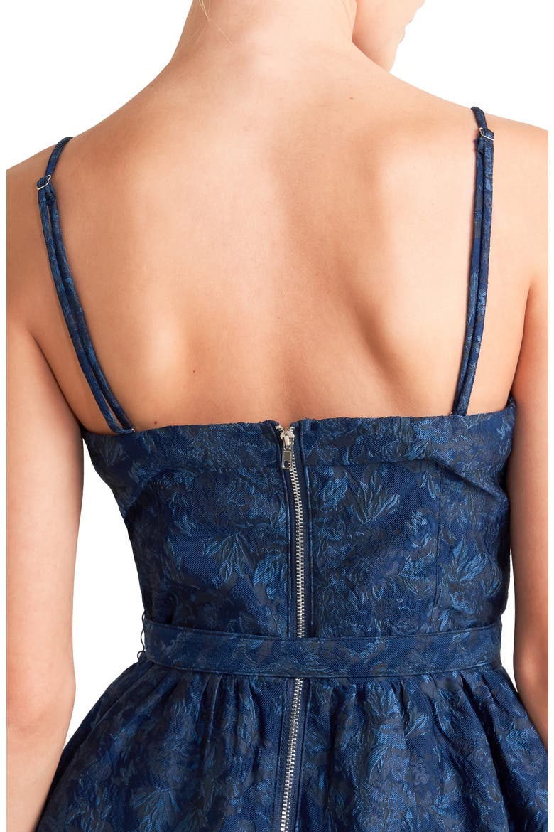 Floral Belted Jacquard Minidress, Alternate, color, NAVY MULTI