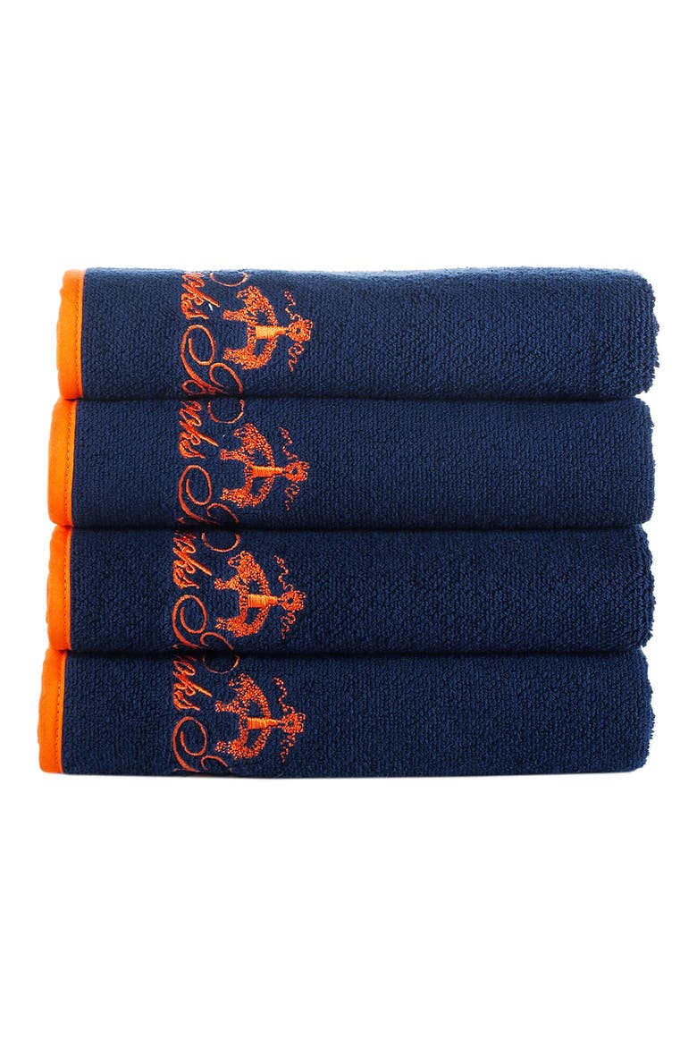 Contrast Frame 4-Pack Turkish Cotton Hand Towels, Main, color, NAVY