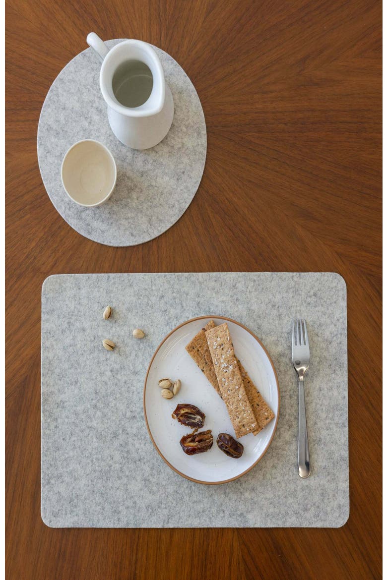 Merino Wool Rectangle Placemat, Alternate, color, Heather White