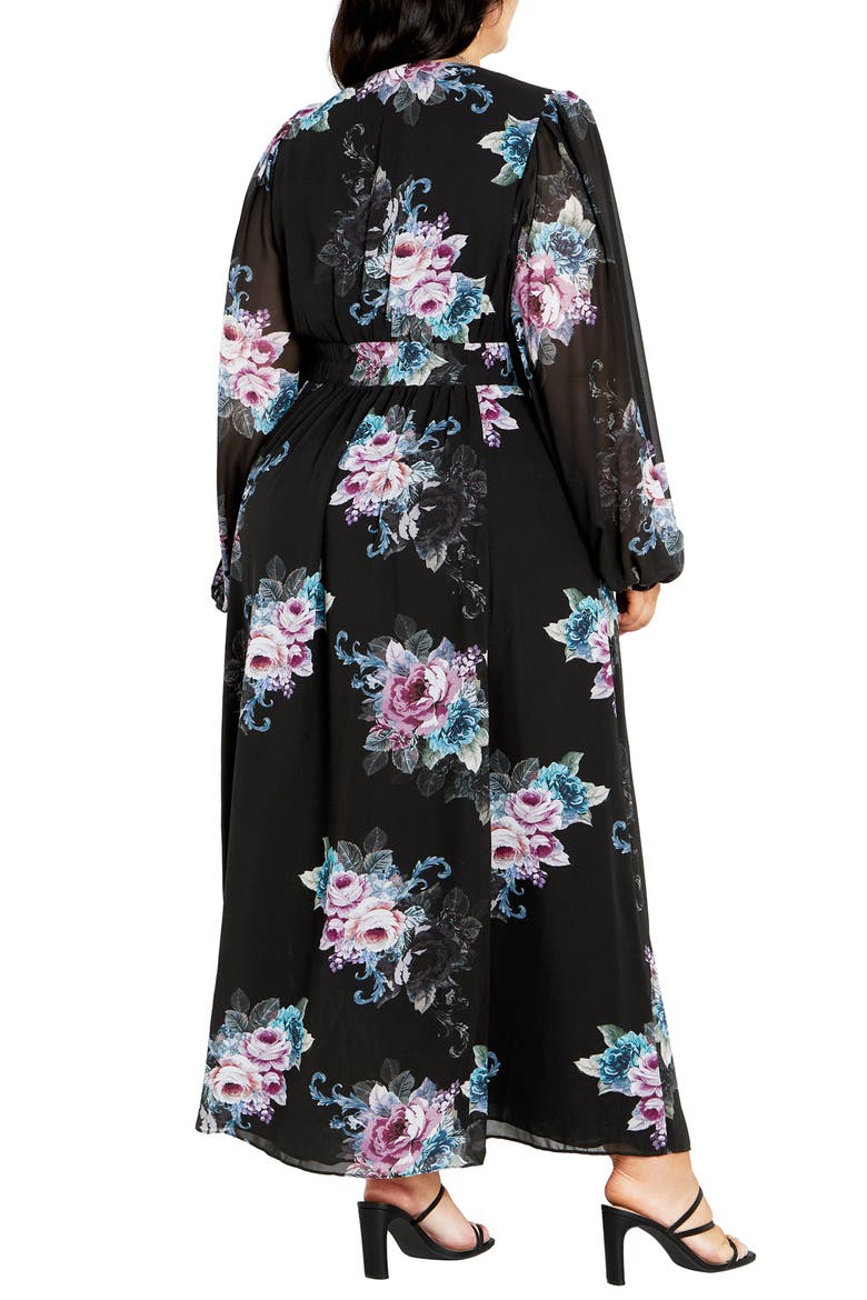 Ottilie Long Sleeve Maxi Dress, Alternate, color, BLACK PRINT