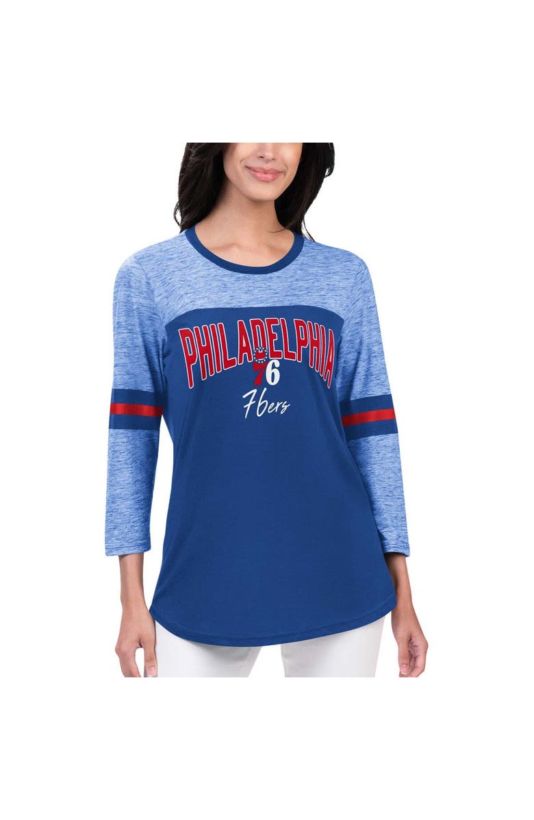 G-III 4HER BY CARL BANKS Women's G-III 4Her by Carl Banks Royal Philadelphia 76ers Play the Game 3/4-Sleeve T-Shirt, Main, color, Royal