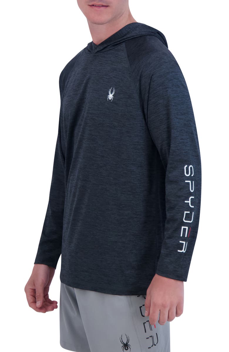 Spyder Long Sleeve Hooded Rashguard, Alternate, color, Black