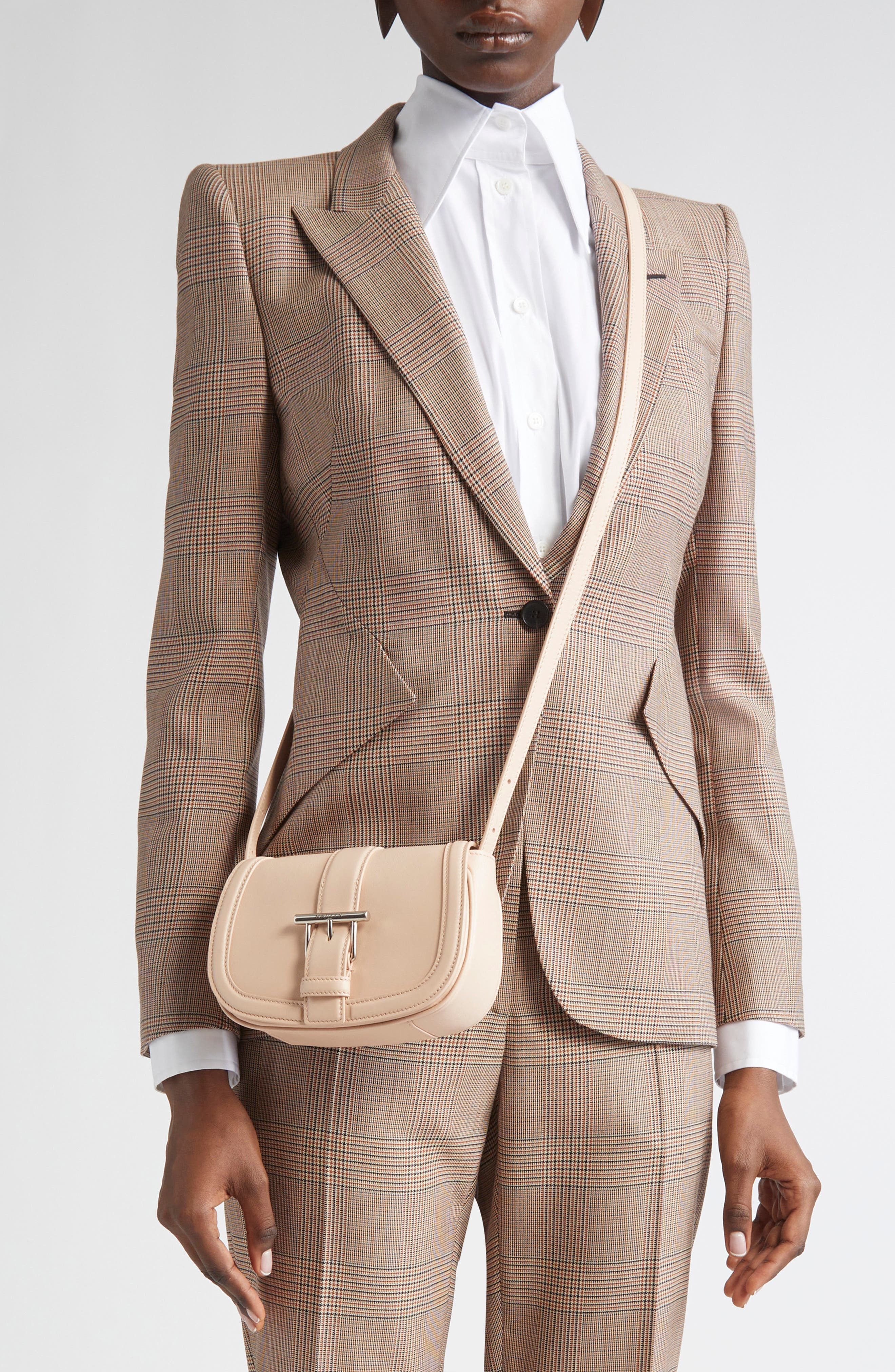 McQueen Mini T-Bar Shoulder Bag, Alternate, color, Blush Pink/ Silver