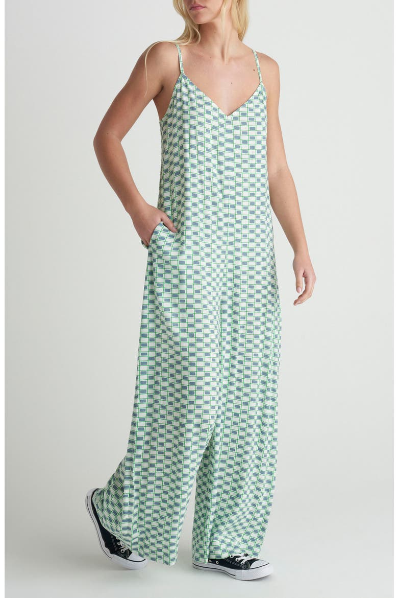 Venice Check Jumpsuit, Alternate, color, WINDWARD BLUE