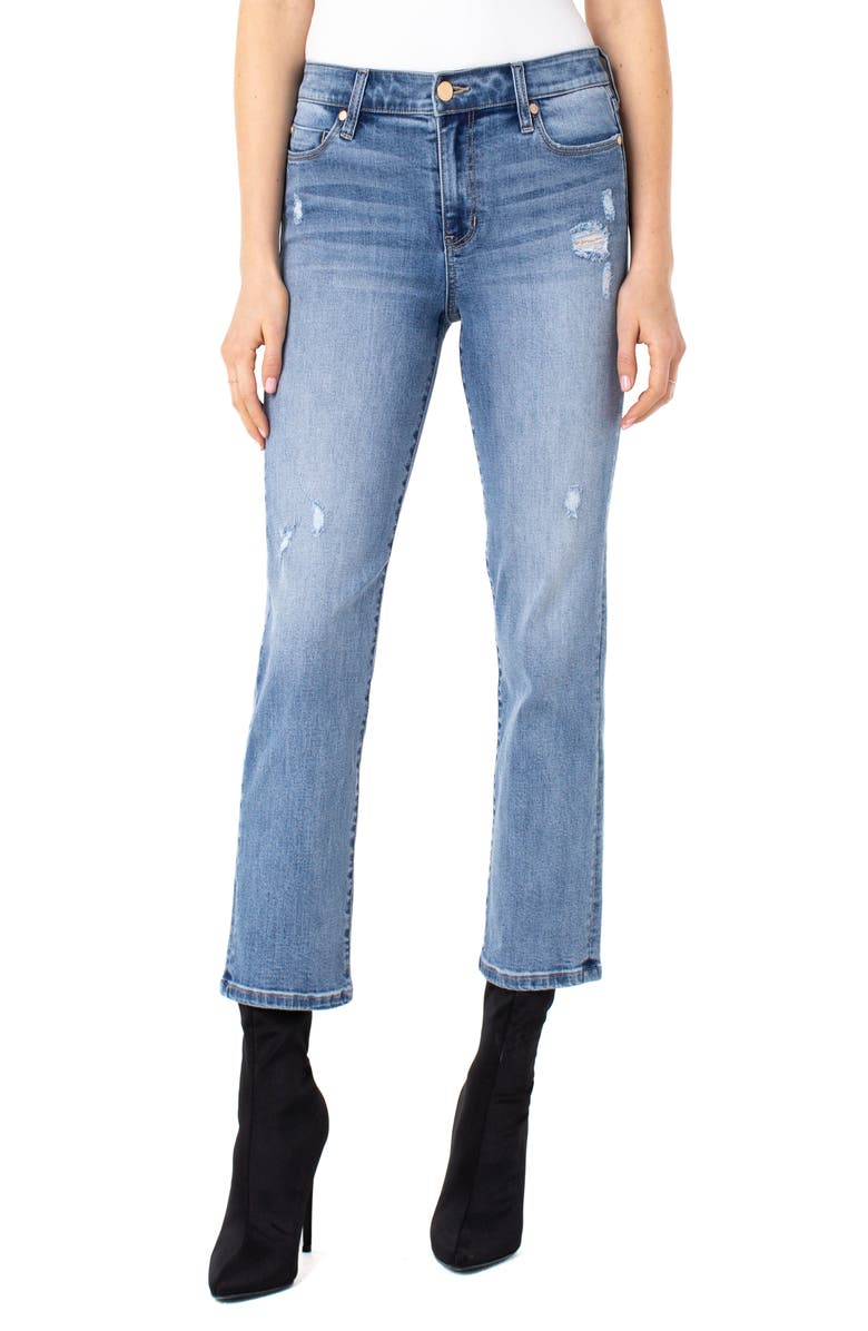 Liverpool Los Angeles Ripped Ankle Straight Leg Jeans, Main, color, 
