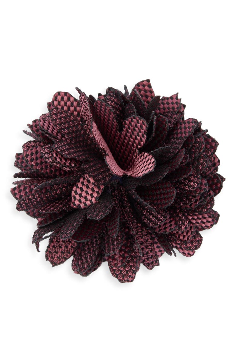 CONSTRUCT Checkerboard Floral Lapel Pin, Main, color, Rosewood