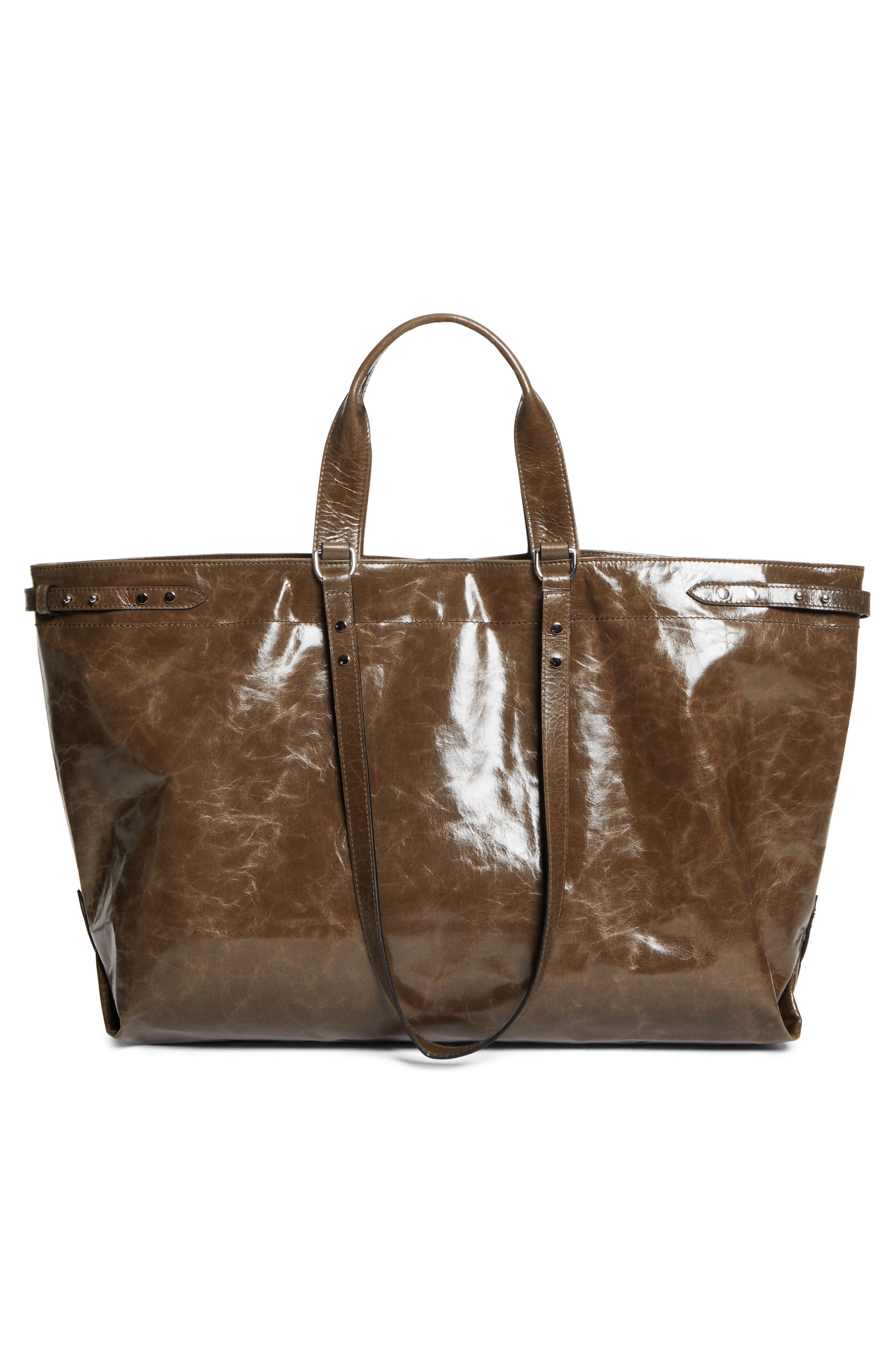 Isabel Marant Winna Leather Tote, Alternate, color, Moss Green
