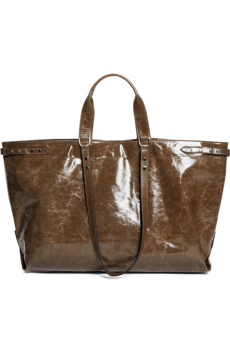 Isabel Marant Winna Leather Tote, Alternate, color, Moss Green