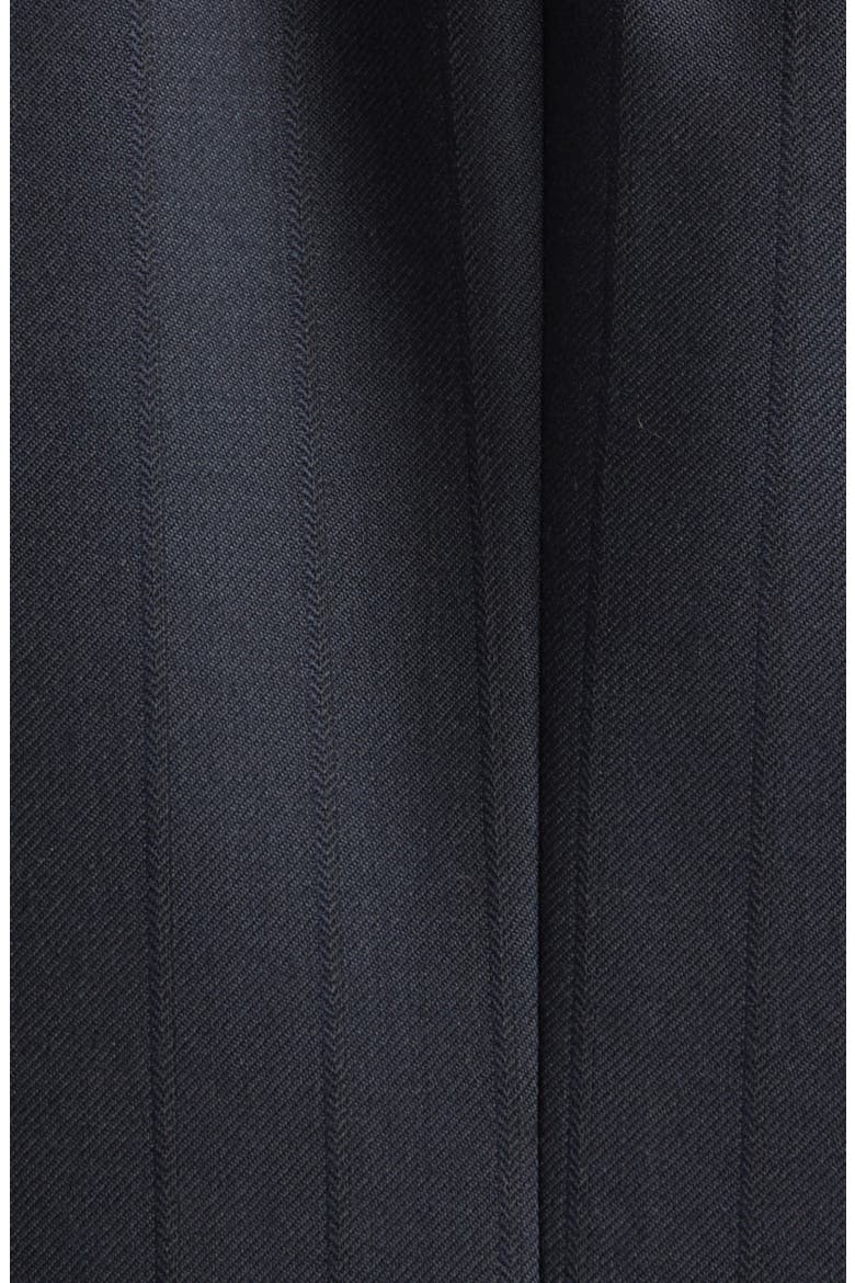 Pinstripe Double Breasted Virgin Wool Blazer, Alternate, color, DARK NAVY BLACK