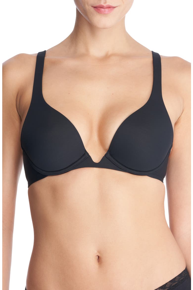 Verge Underwire Convertible Plunge Contour Bra, Main, color, BLACK