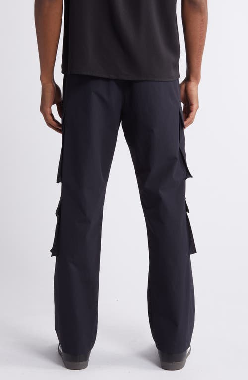 Pacsun Kaden Baggy Stretch Nylon Cargo Pants In Pirate Black