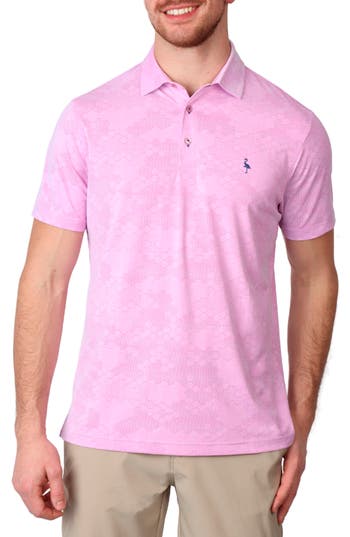 Tailorbyrd Honeycomb Print Performance Polo In Dusty Rose