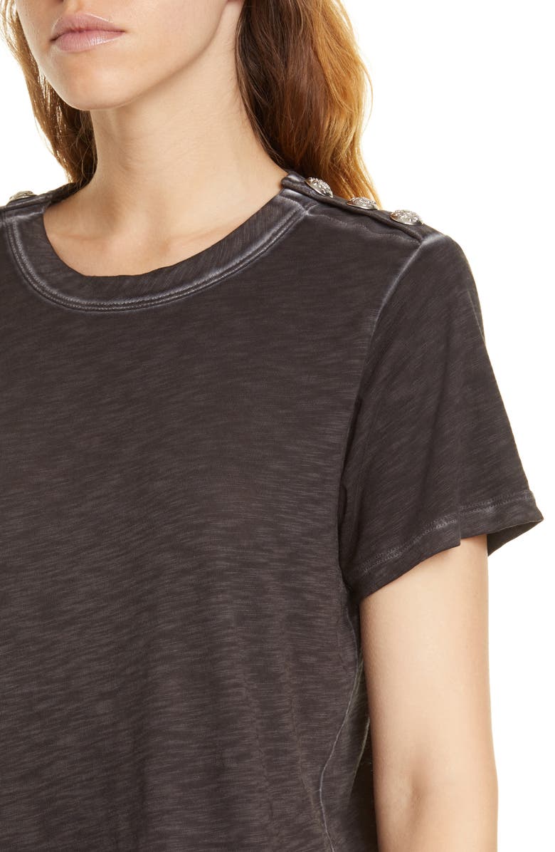 Veronica Beard Carla Button Shoulder T-Shirt, Alternate, color, 