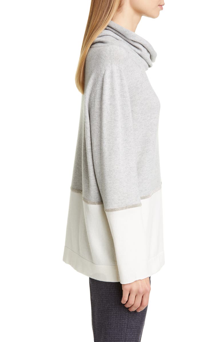 Fabiana Filippi Bicolor Chain Trim Wool, Silk and Cashmere Sweater, Alternate, color, 