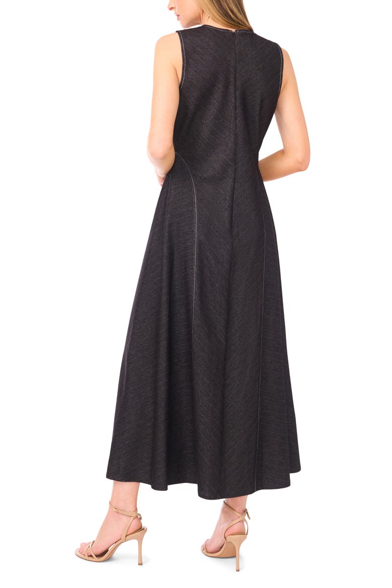 Pinstripe Sleeveless A-Line Dress, Alternate, color, CHARCOAL